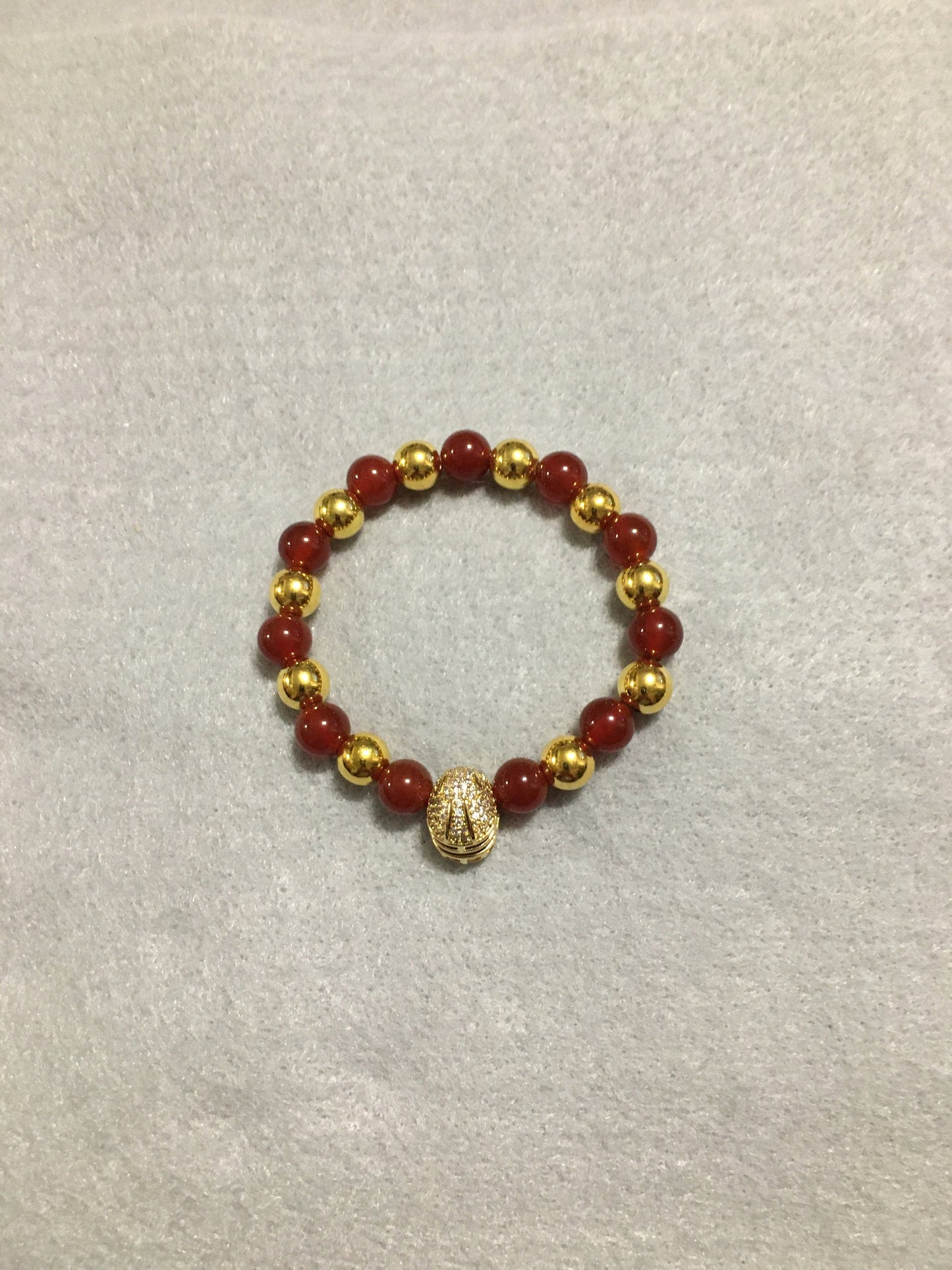 USC Trojans Bracelet: Carnelian, Hematite & CZ Football Helmet