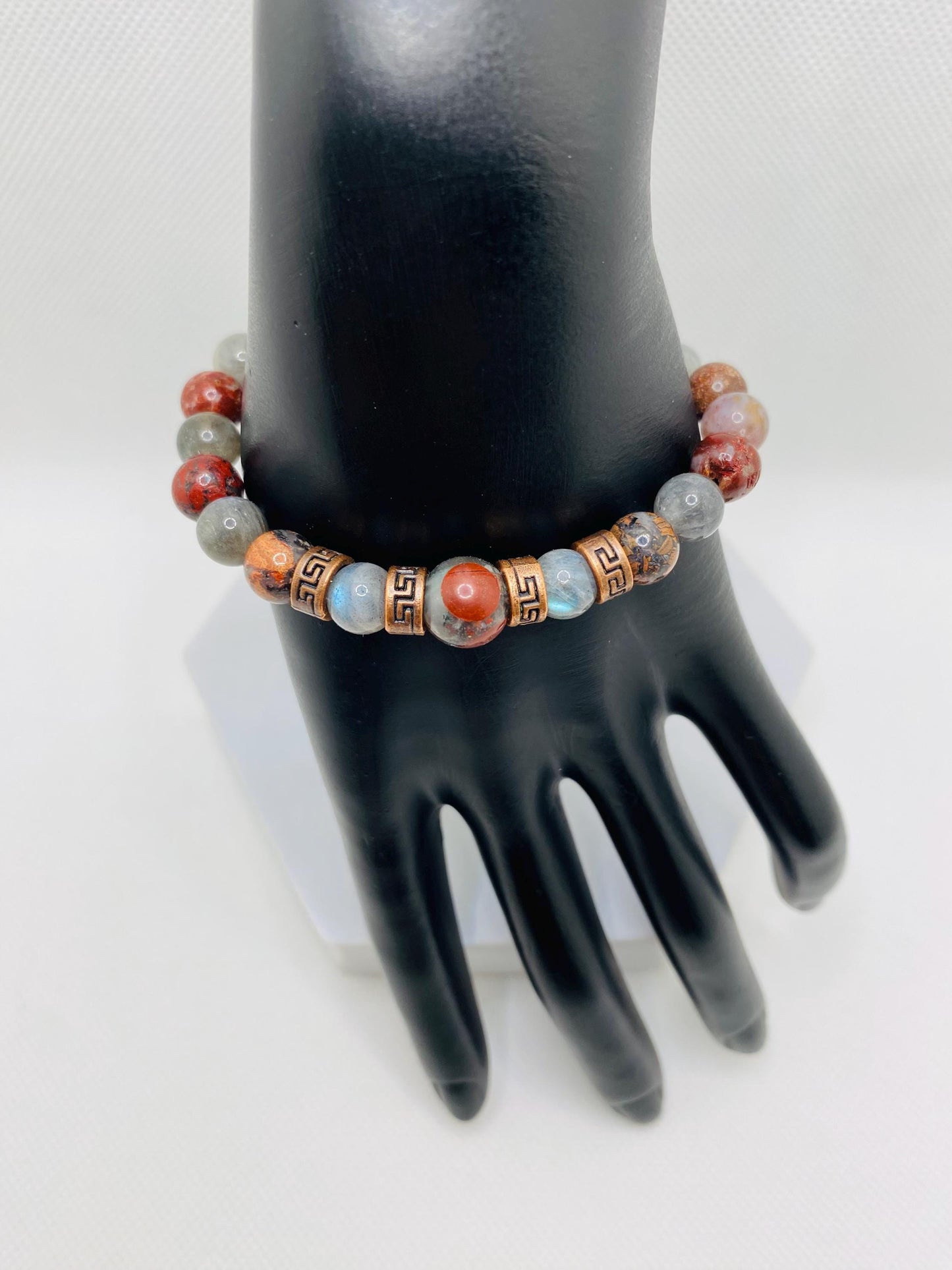 Mens Bracelets with Natural Labradorite Gemstone Beads - Tibetan Jewelry for Women