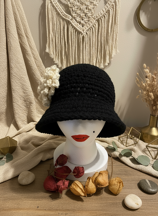 Enhanced background for Black Crochet Bucket Hat - Version 2