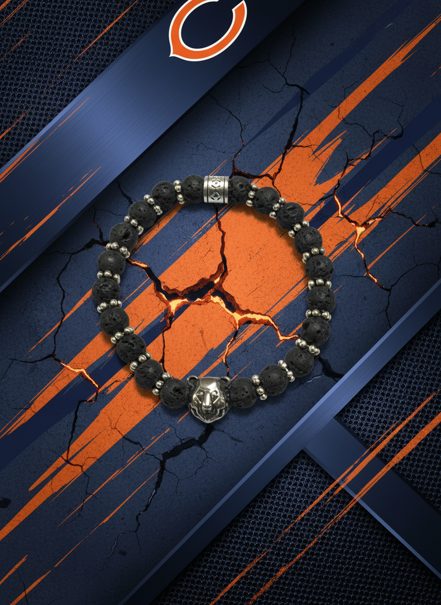 Enhanced background for Chicago Bears Lava Rock Bracelet
