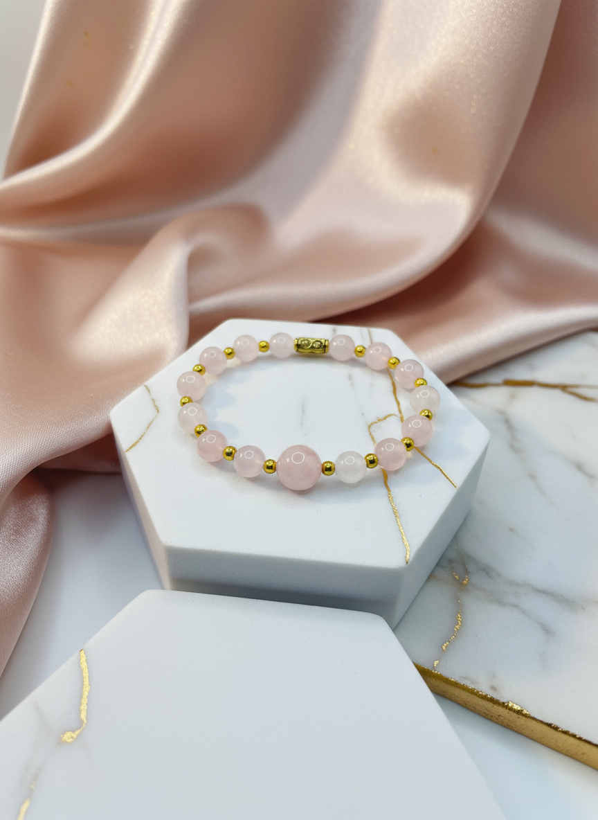 Enhanced background for Handmade Rose Quartz Bracelet