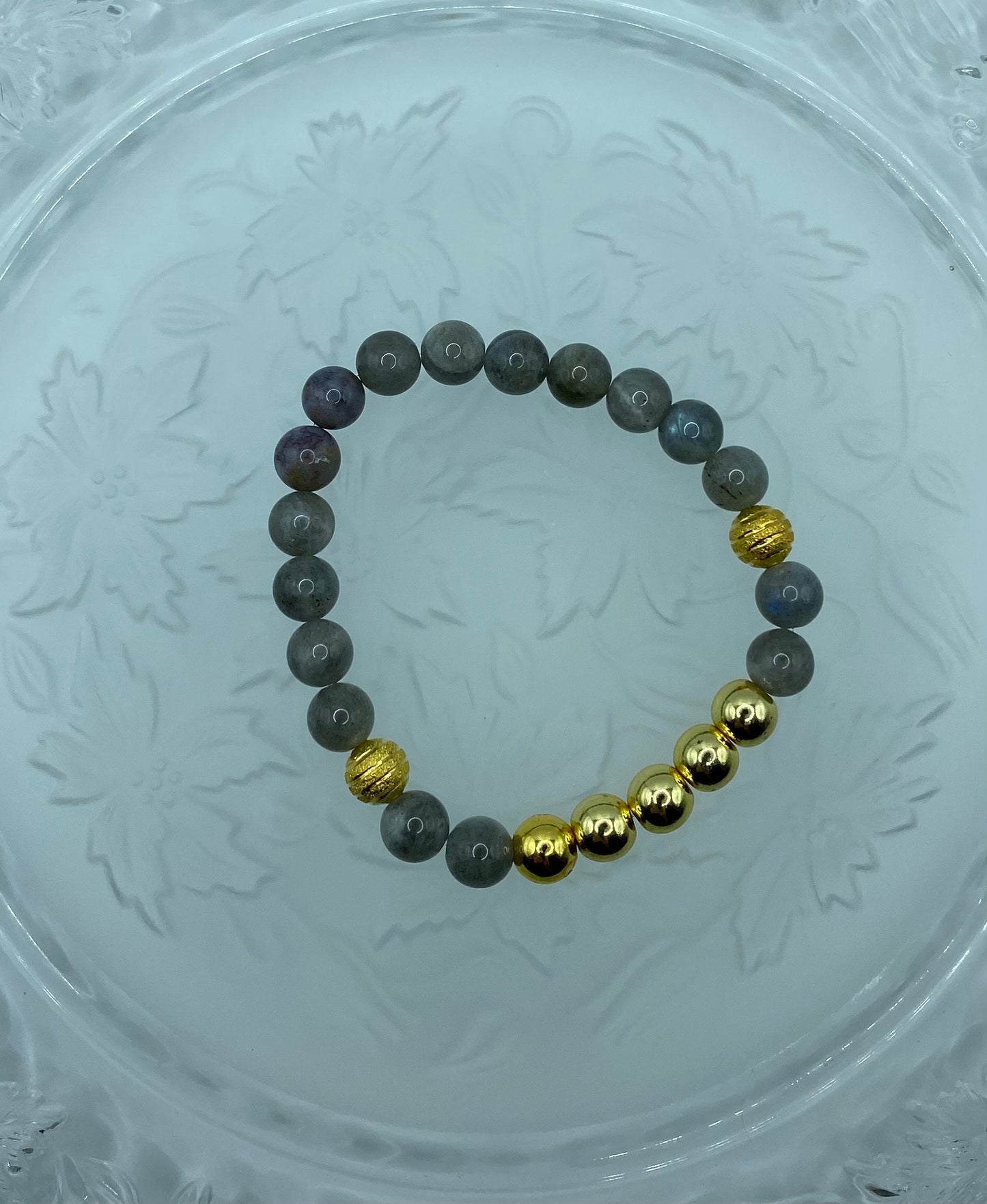 Gold Plated Hematite & Labradorite Beaded Bracelet for Men