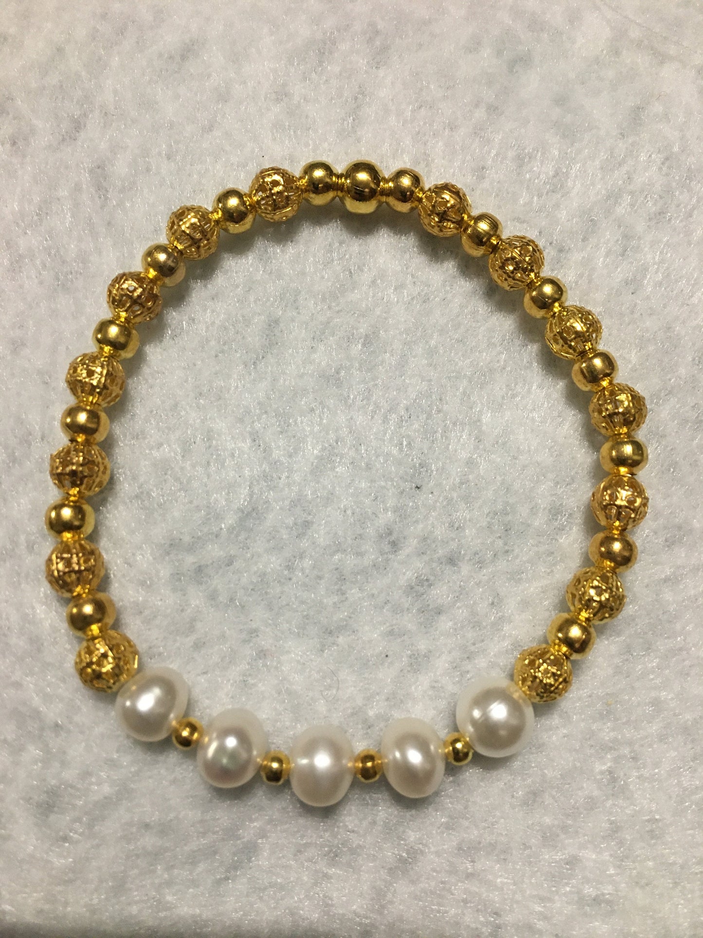 Baroque Pearl Bracelet: 18k Gold-Plated Beads, Handmade Gemstone Jewelry