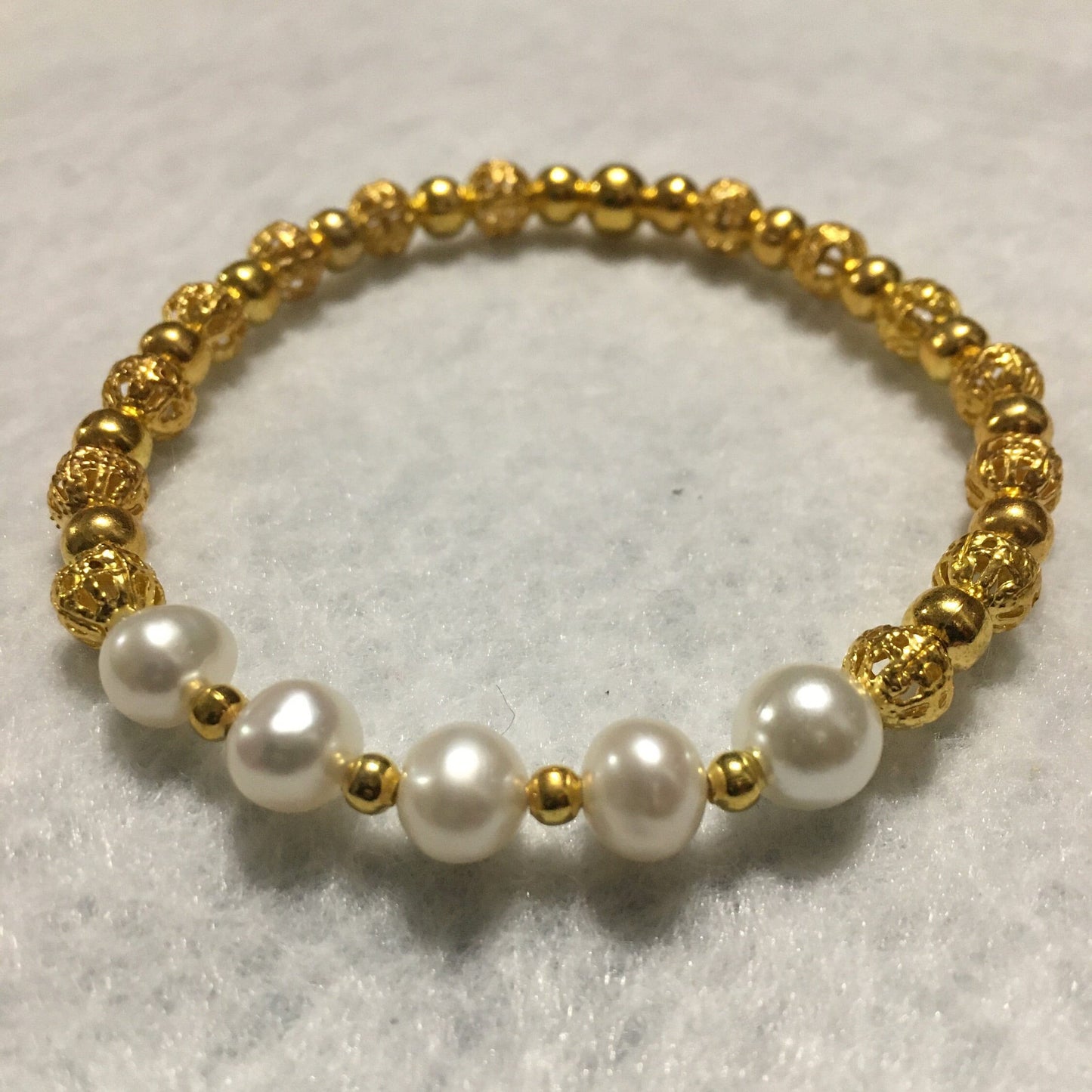 Baroque Pearl Bracelet: 18k Gold-Plated Beads, Handmade Gemstone Jewelry