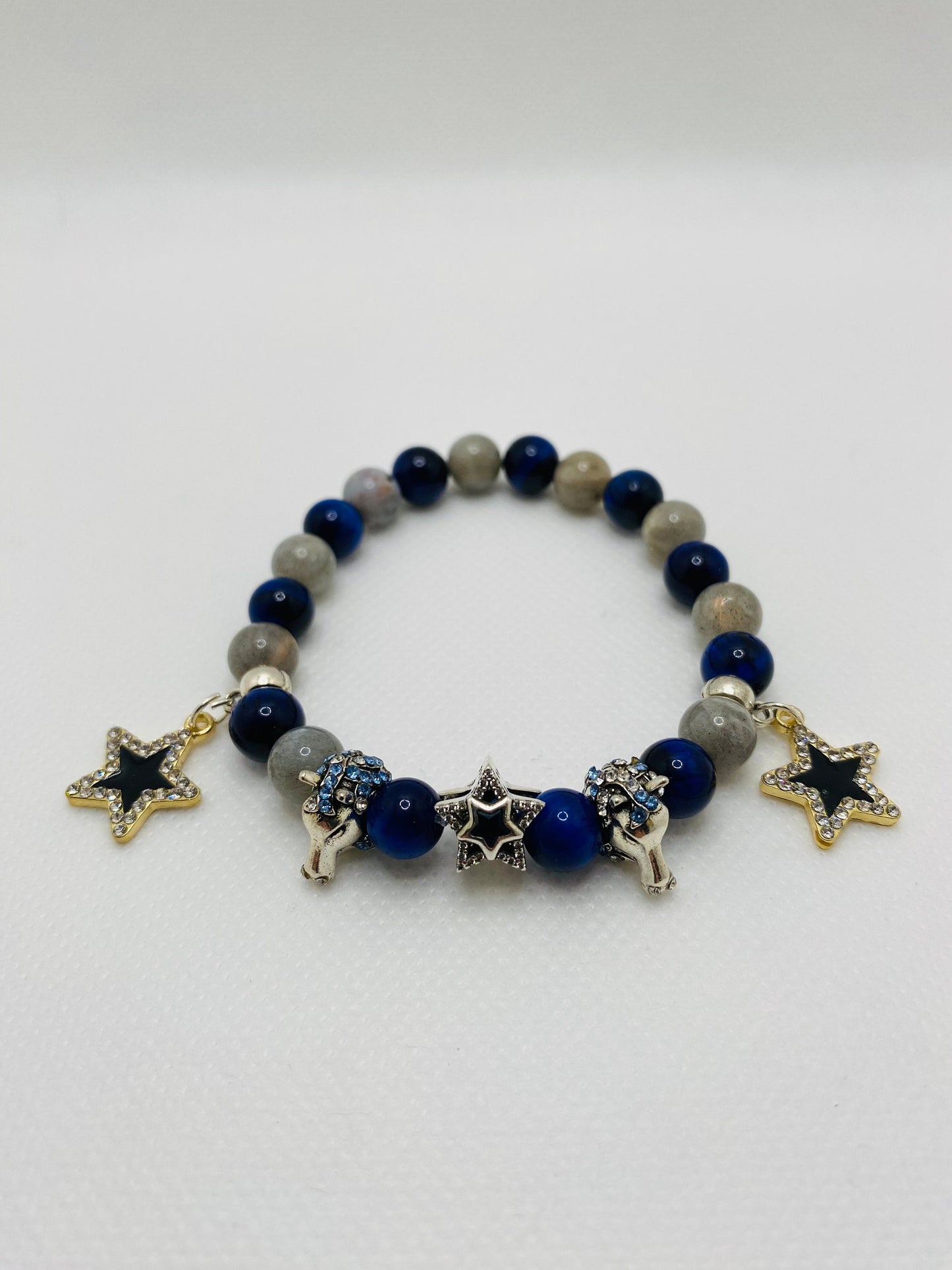 Dallas Cowboys Charm Bracelet: Labradorite, Tiger's Eye, Star & Horse Jewelry