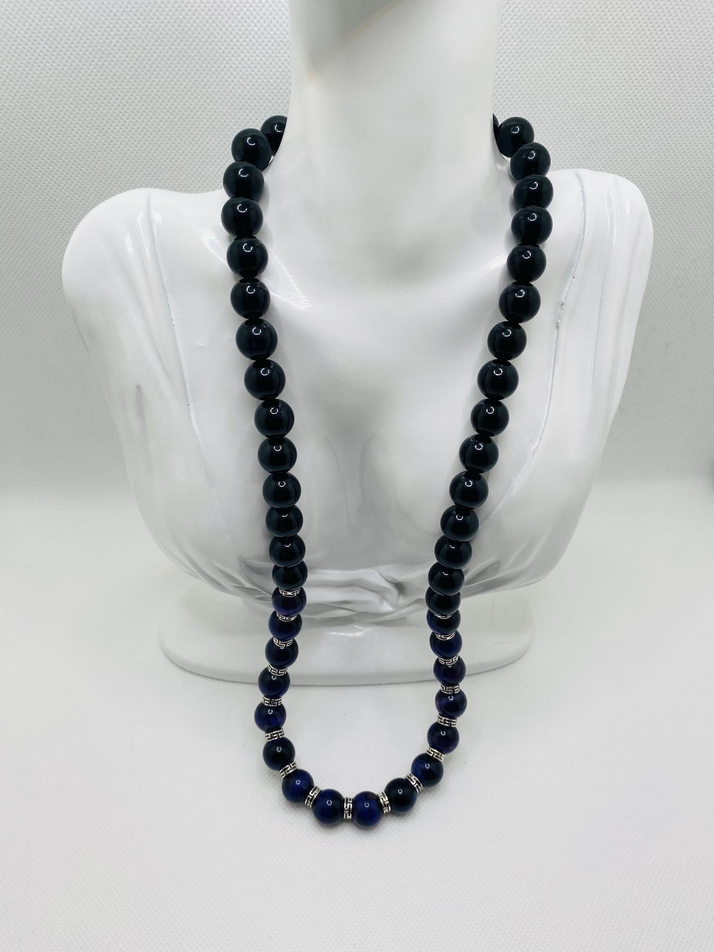 Handmade Purple Tiger Eye & Onyx Gemstone Jewelry Set