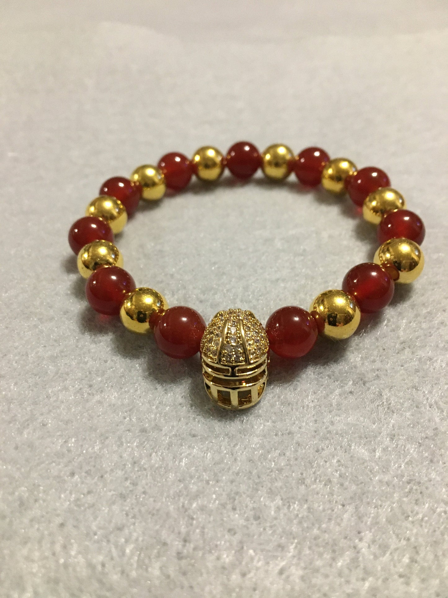 USC Trojans Bracelet: Carnelian, Hematite & CZ Football Helmet