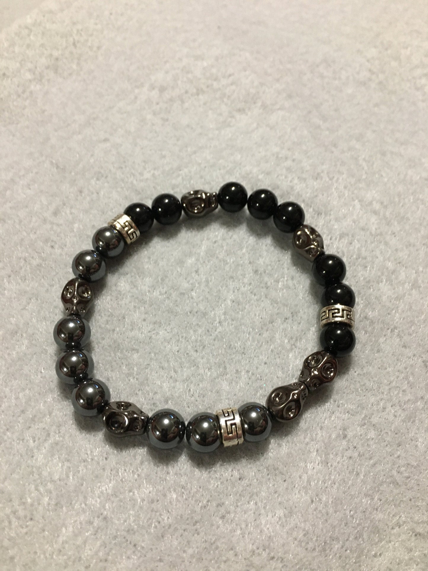 Mens Bracelet Day of the Dead Handmade Jewelry, Goth Jewelry with Natural Gemstone Beads, Gift for Men