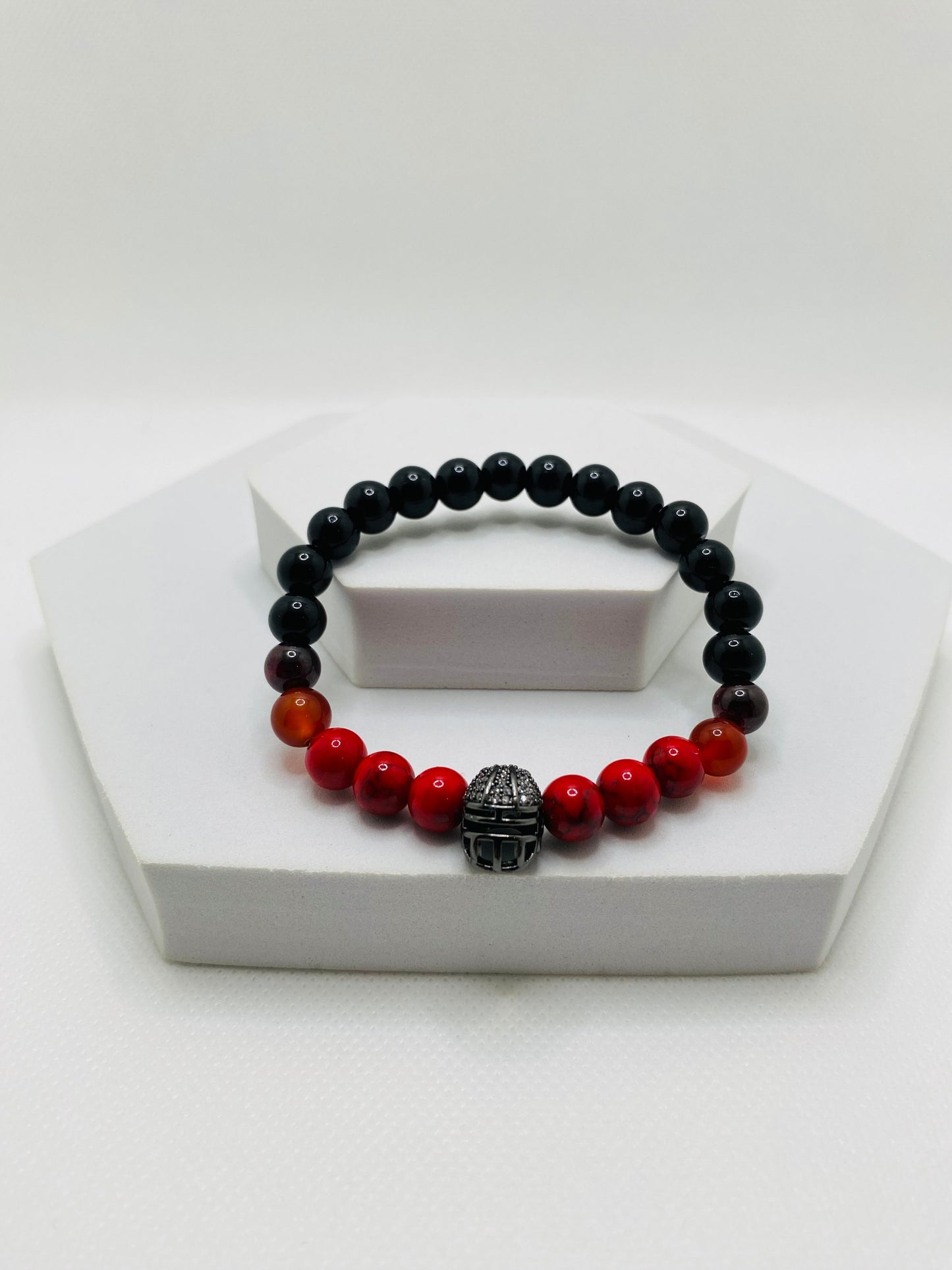 Atlanta Falcons Bracelet: Gemstone Bead Bracelet with Football Helmet