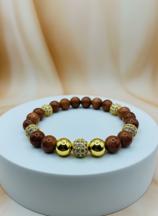 Goldstone 18K Gold Plated Hematite CZ Crystal Bracelet - Enhanced