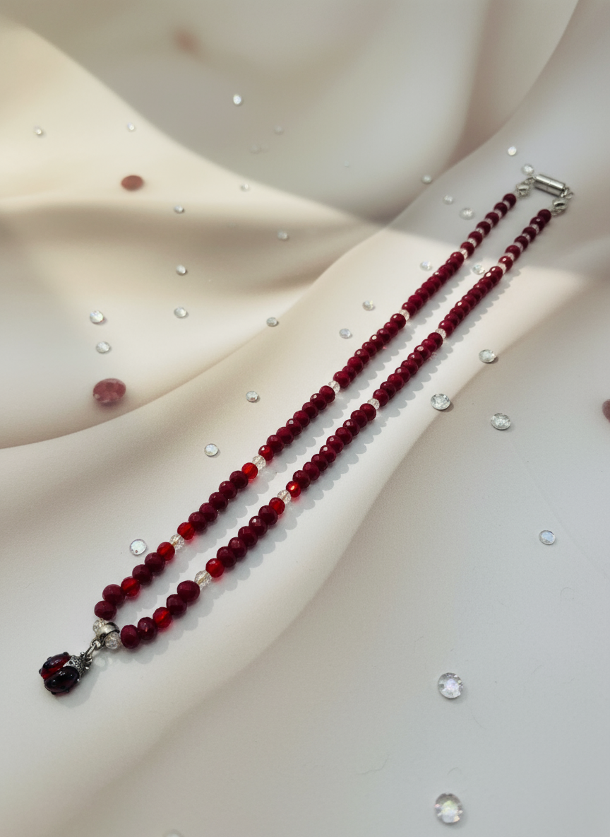 Handmade Red Jade Ladybug Necklace - Subtle Background