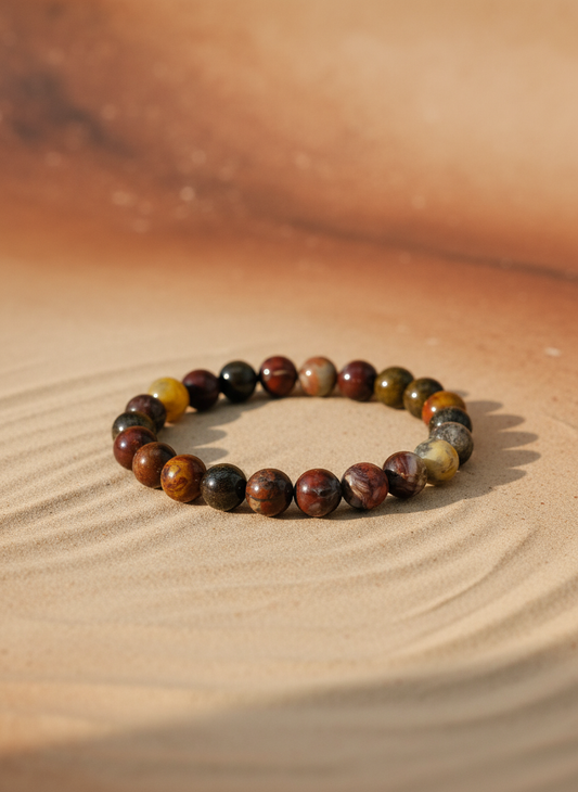 Handmade Red Jasper Bronzite Agate Bracelet - Enhanced