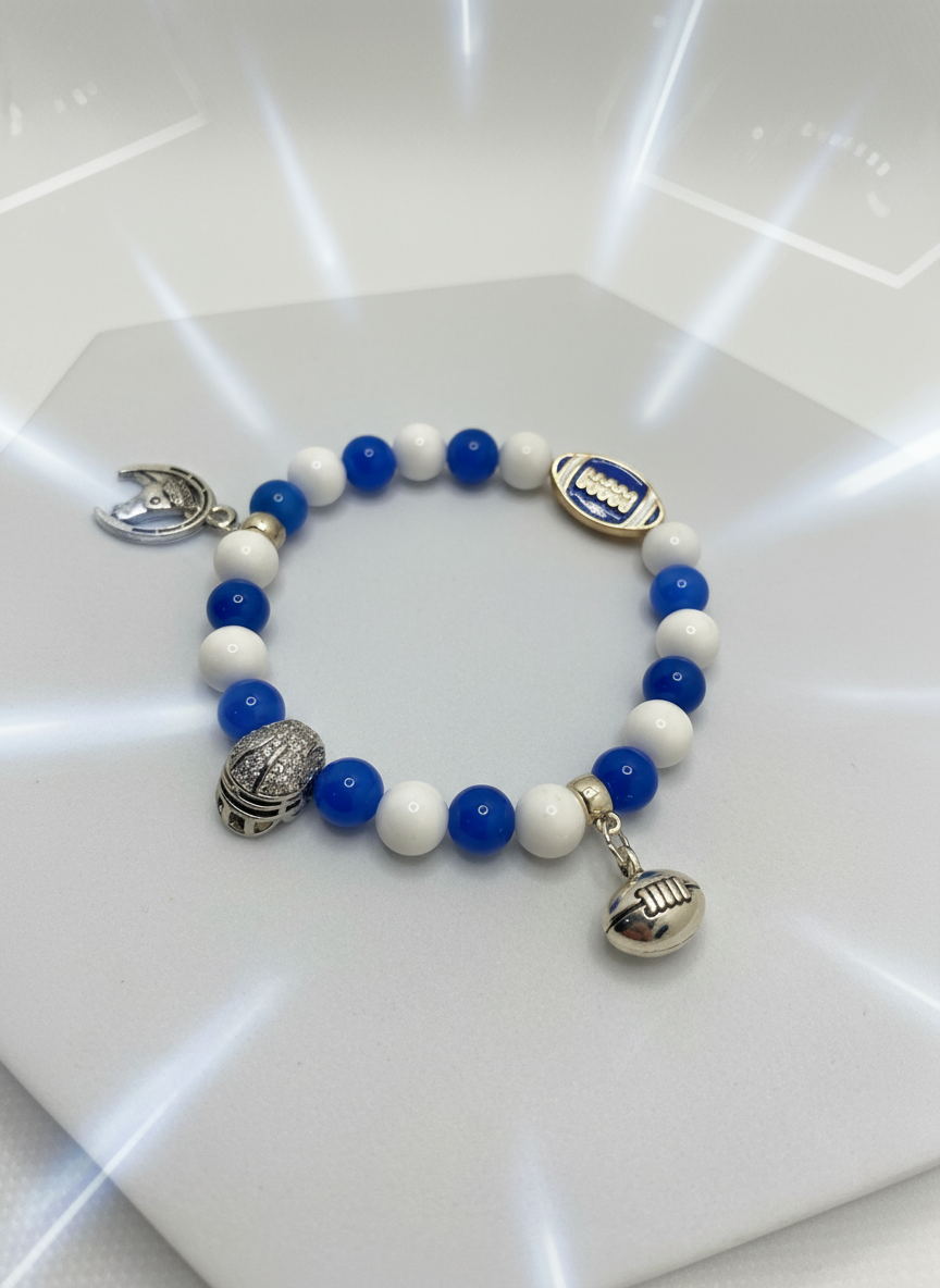 Indianapolis Colts Agate Porcelain Charm Bracelet - Enhanced