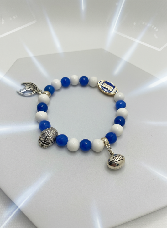 Indianapolis Colts Agate Porcelain Charm Bracelet - Enhanced