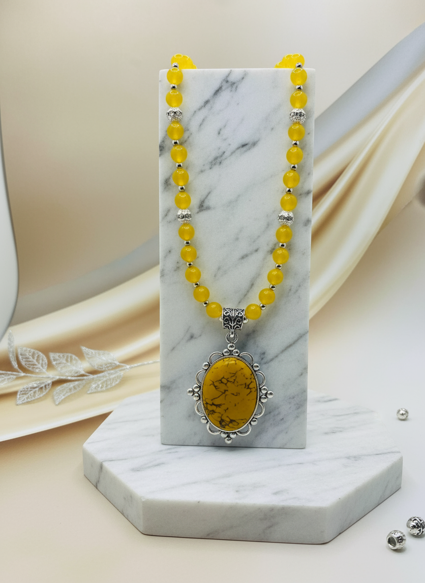 Jade Silver Hematite Turquoise Pendant Necklace - Enhanced