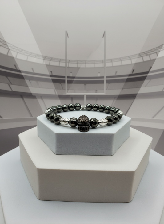 Las Vegas Raiders Hematite Football Helmet Bracelet - Enhanced