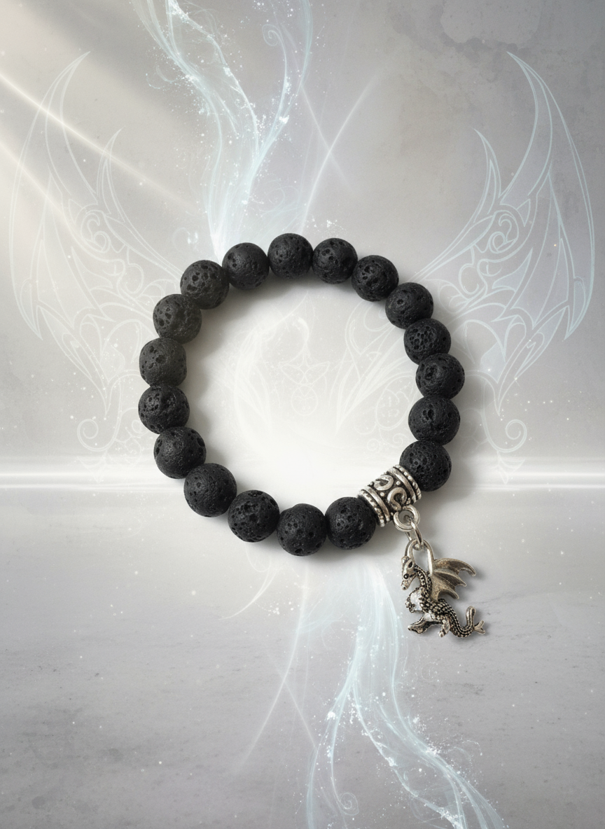 Lava Rock Dragon Bracelet - Better Contrast