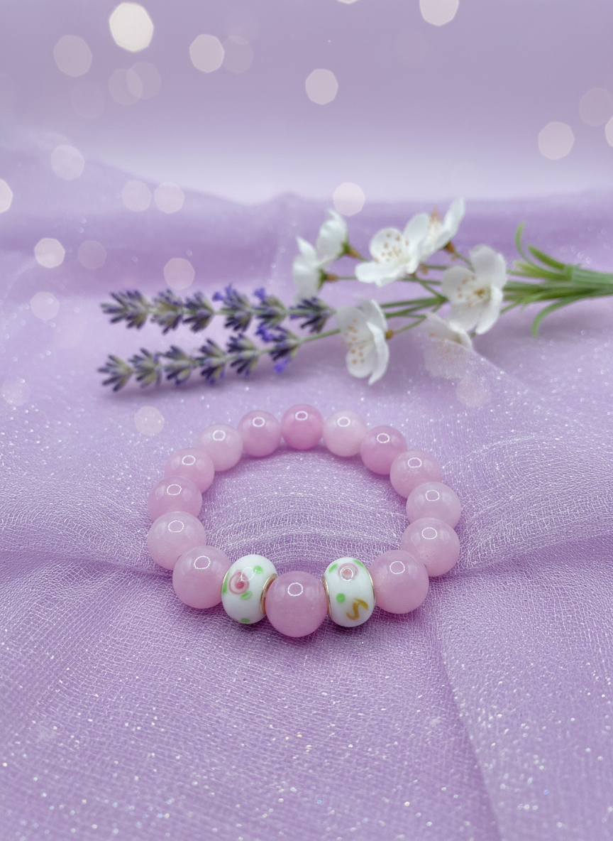 Lavender Jade Murano Glass Bracelet - Enhanced
