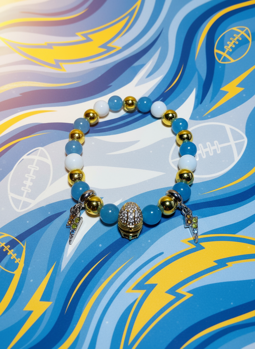 Los Angeles Chargers Lightning Bolt Football Bracelet - Enhanced