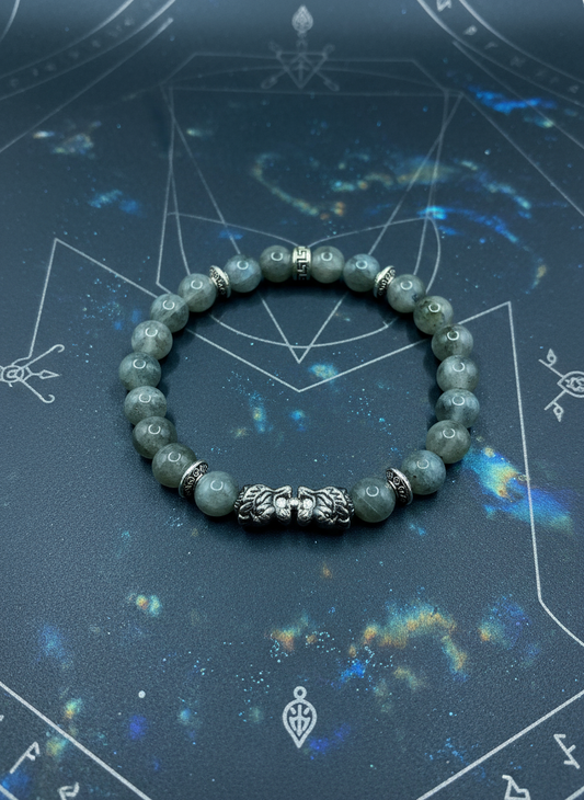 Men's Labradorite Tiger Charm Bracelet - Enhanced