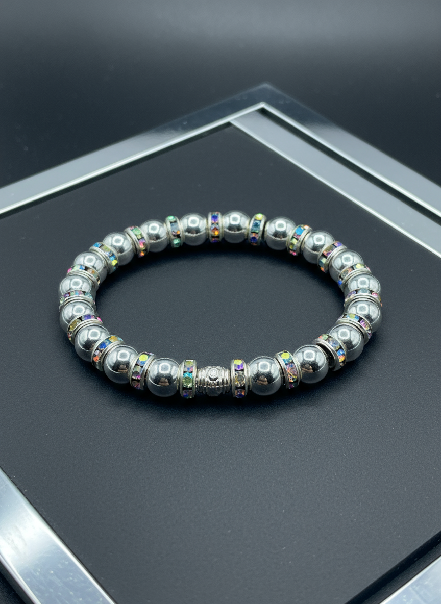 Men's Silver Hematite Bracelet - Bold Modern Style