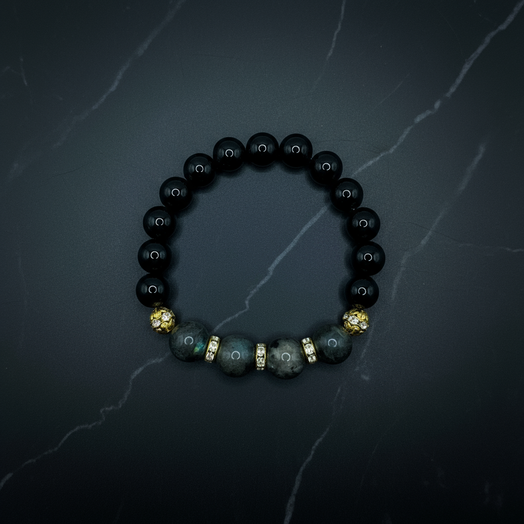 New Background - Labradorite & Black Onyx Bracelet