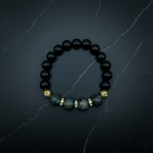 New Background - Labradorite & Black Onyx Bracelet