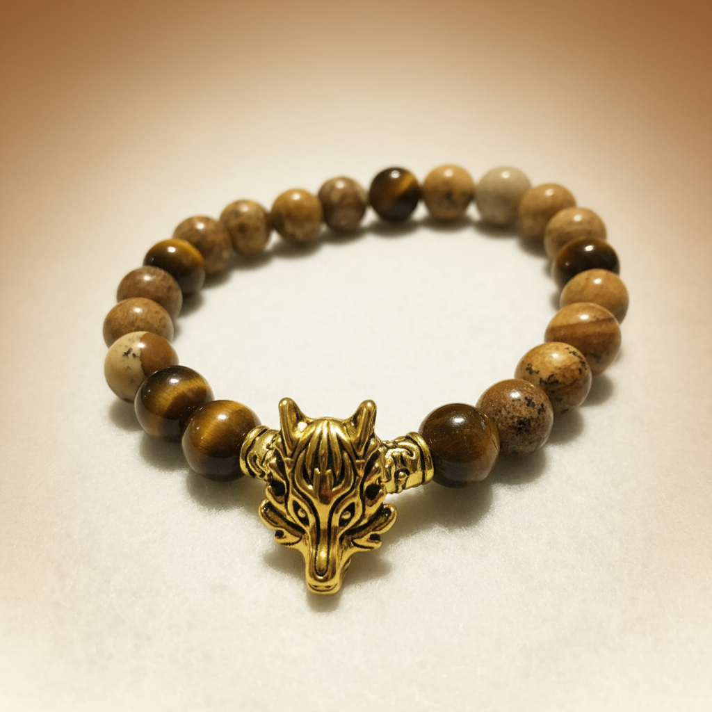 New Background Variation - Wolf Head Charm Bracelet