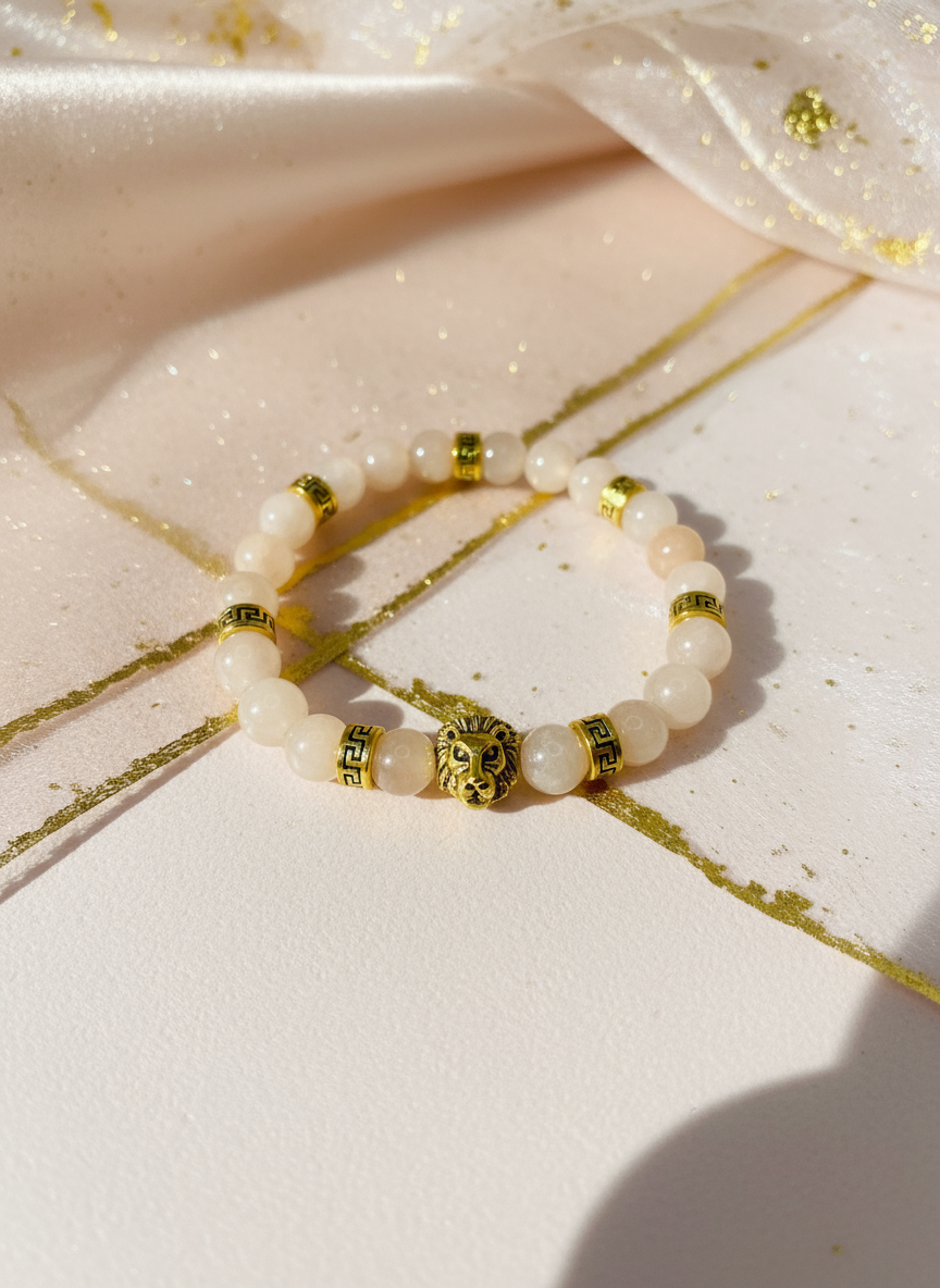 Pink Jade Lion Bracelet Enhanced