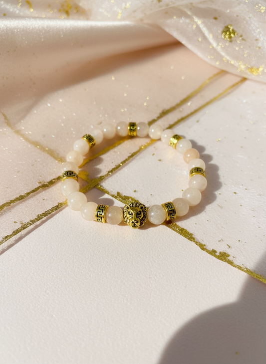 Pink Jade Lion Bracelet Enhanced