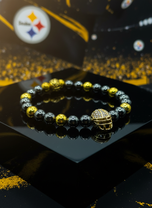 Pittsburgh Steelers Gold Hematite Bracelet - Enhanced