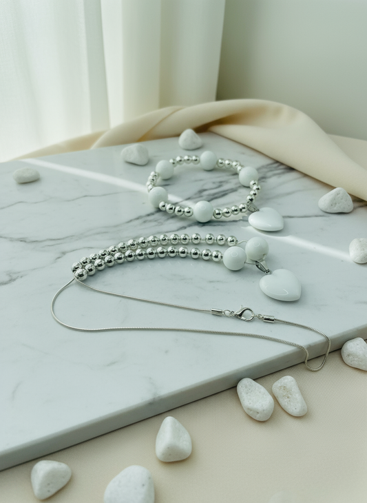 Porcelain Hematite Jewelry Set Enhanced