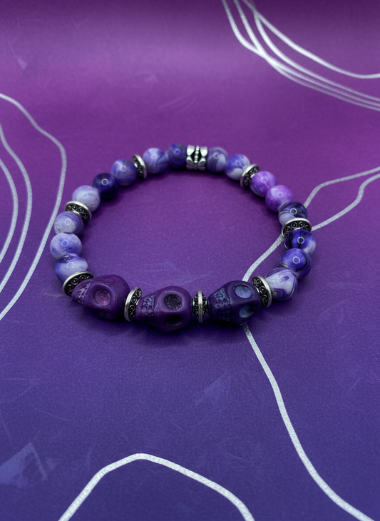 Purple Skull Dia de los Muertos Bracelet - Enhanced