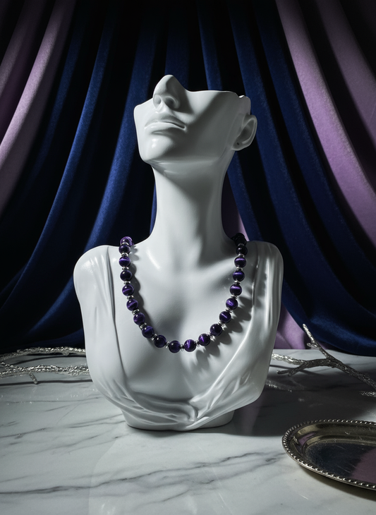 Purple Tigers Eye Necklace Enhanced