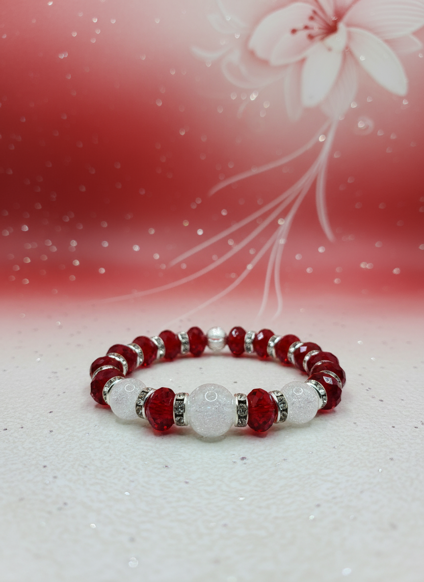 Red Crystal Crackle Quartz Bracelet - Enhanced