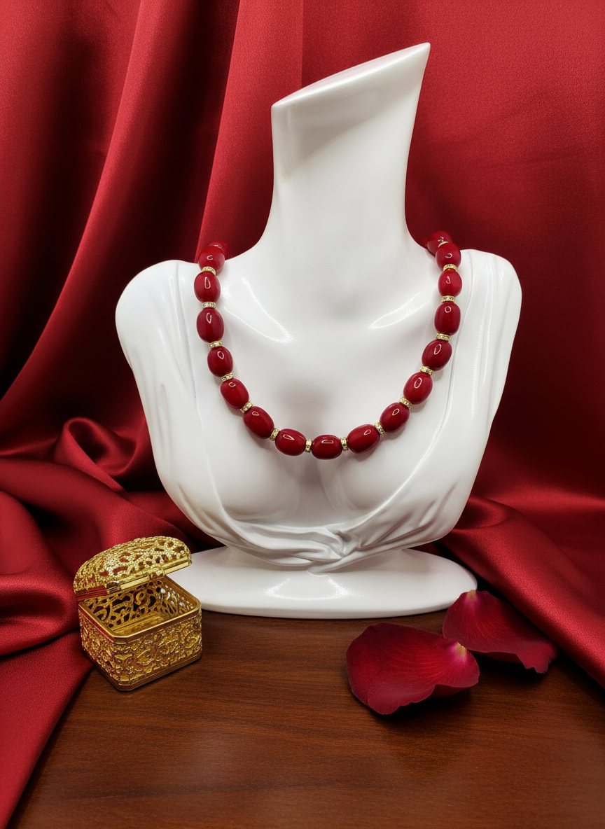 Red Jade Necklace Enhanced