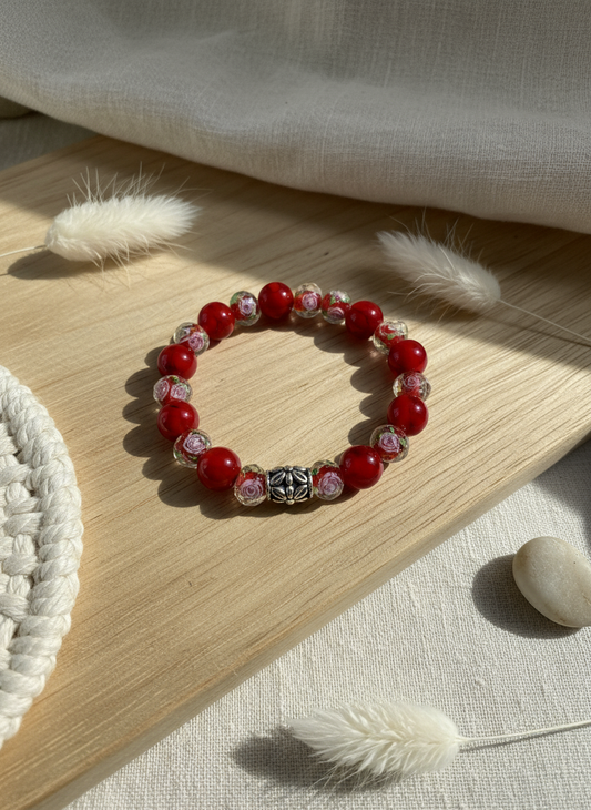 Red Turquoise Floral Bracelet Enhanced v2