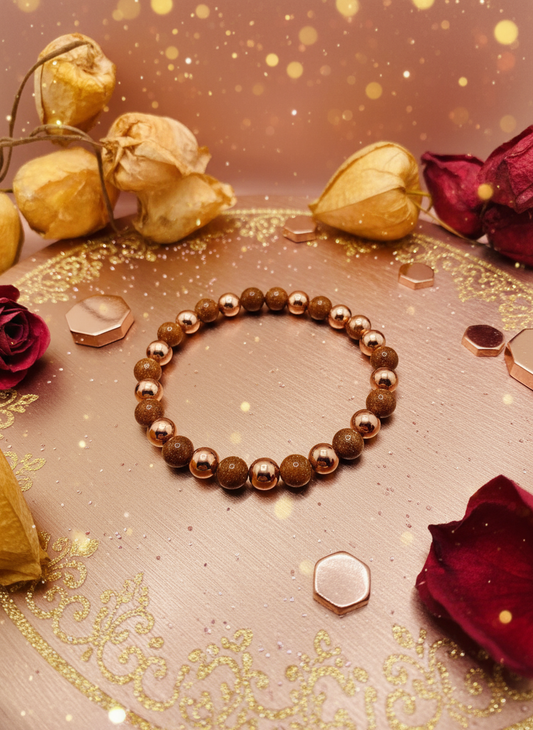 Rose Gold Hematite Goldstone Bracelet - Enhanced