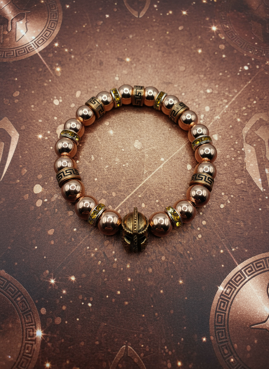 Rose Gold Spartan Helmet Warrior Bracelet - Enhanced