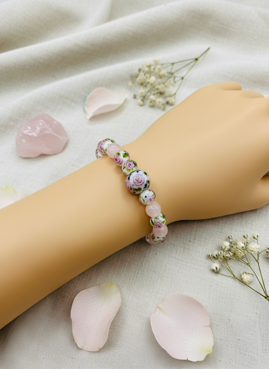 Rose Quartz with Lampwork