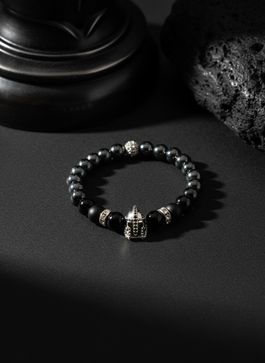 Silver Spartan Helmet Bracelet - No Flowers