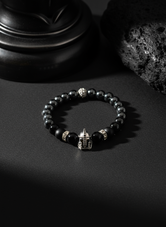 Silver Spartan Helmet Bracelet - No Flowers