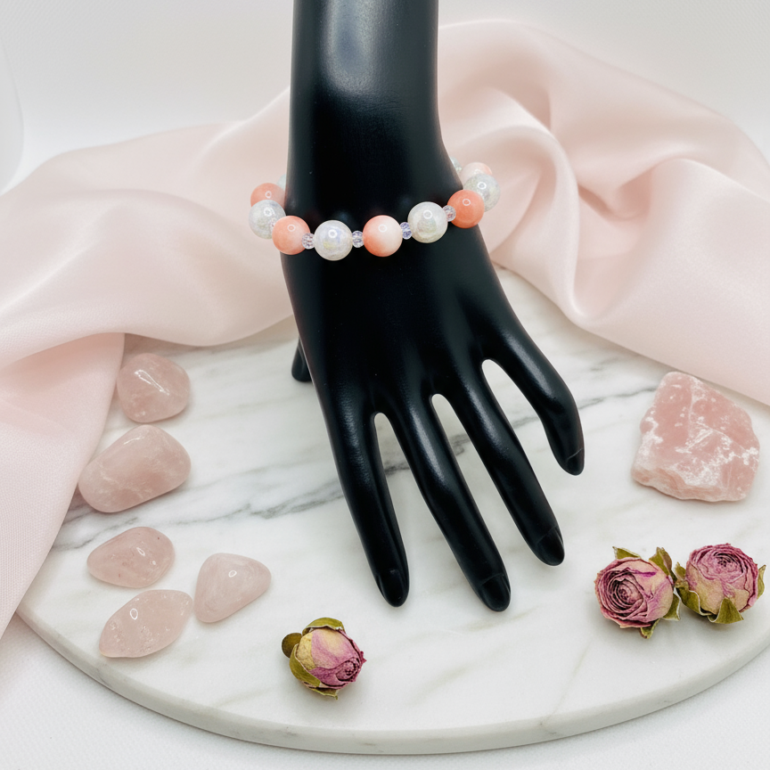 Snow Quartz Pink Bracelet Enhanced