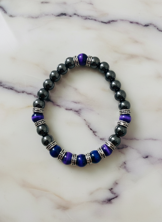 Tigers Eye Hematite Bracelet - Marbled Setting