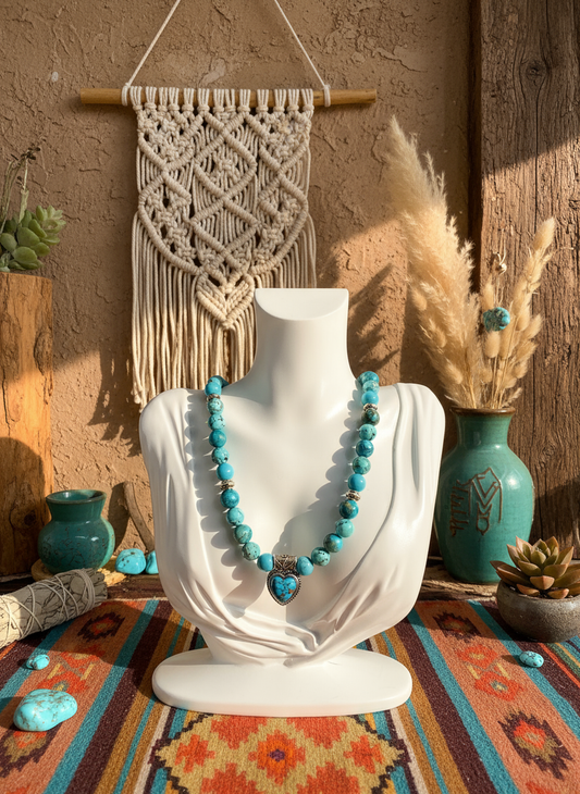 Turquoise Heart Necklace Enhanced