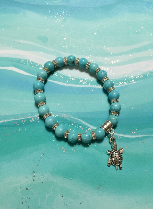 Turquoise Sea Turtle Charm Bracelet - Enhanced
