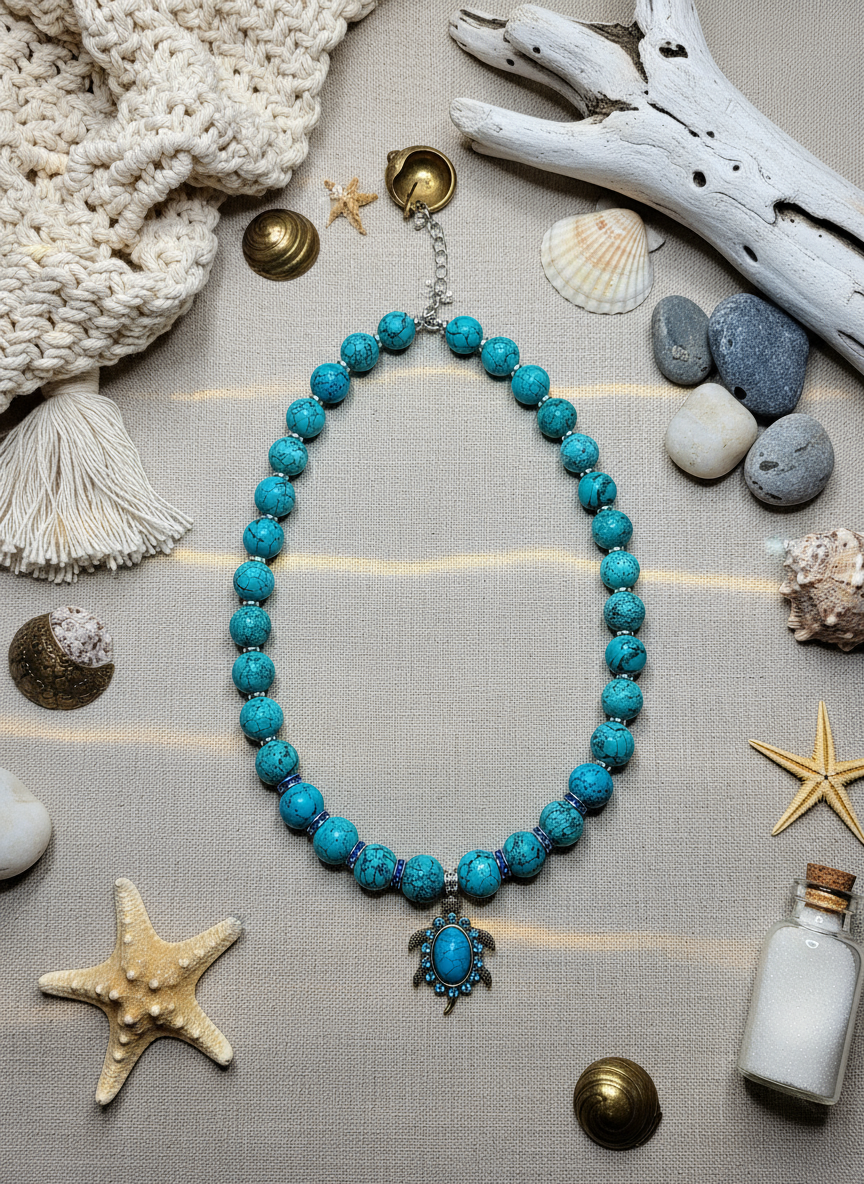 Turquoise Sea Turtle Necklace Background