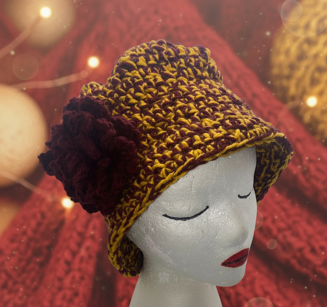 USC Trojans Crochet Hat with Flower - Enhanced