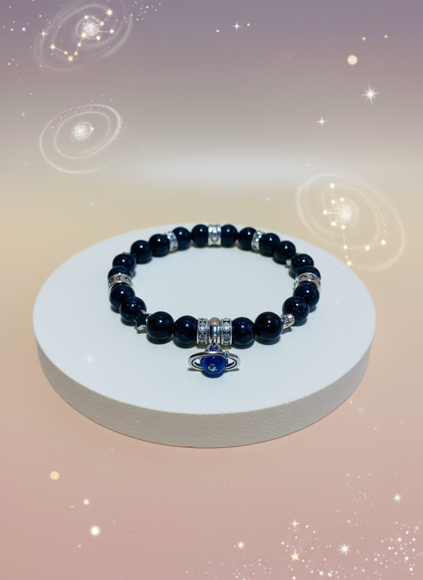 White Gold Saturn Celestial Bracelet - Soft Elegant Style